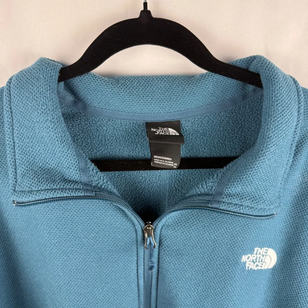 The North Face Men's Teal Blue Waffle Knit Fleece Lined Quarter Zip Size XXL